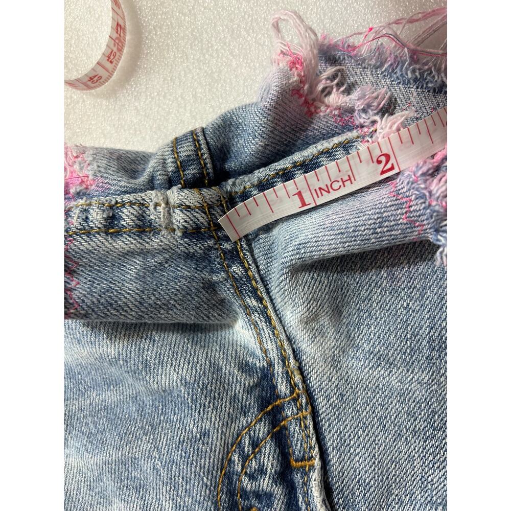 Vintage Levis Reworked Distressed Painted Bleach Dye Cutoff Festival Shorts Sz M - Picture 10 of 15
